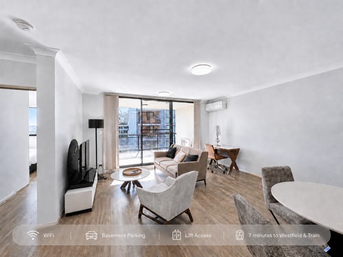 7 Min to Train: Central Parramatta 2BR + Parking 0 Serain Residences