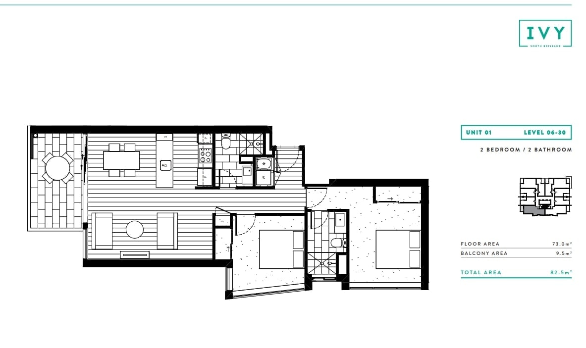 Center Located 2 bedroom Apartment South Brisbane 36 Serain Residences