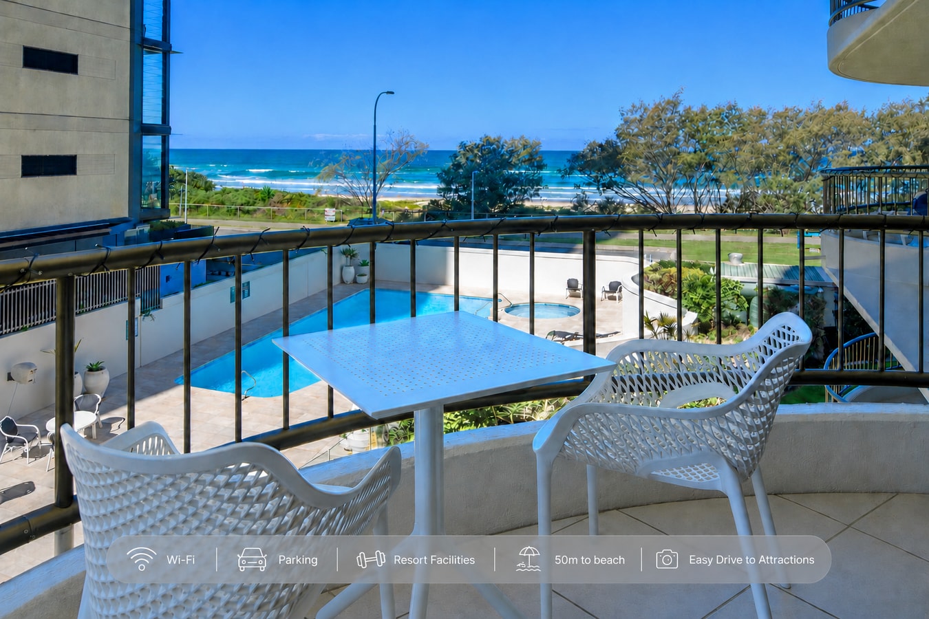 Beachside 1BR Ocean View Apartment with Parking Serain Residences