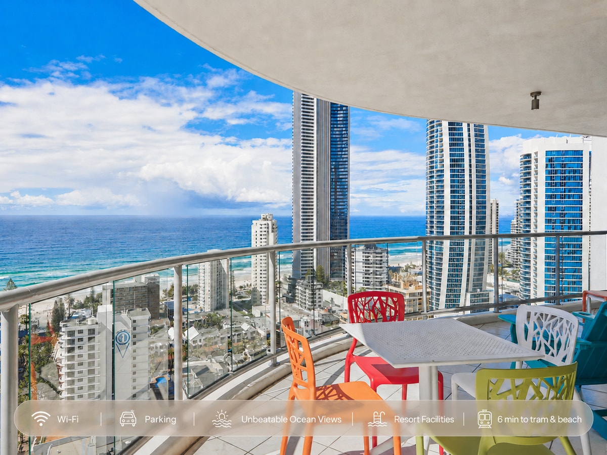 Ocean View 3BR Walk to Cavill Ave & the Beach Serain Residences