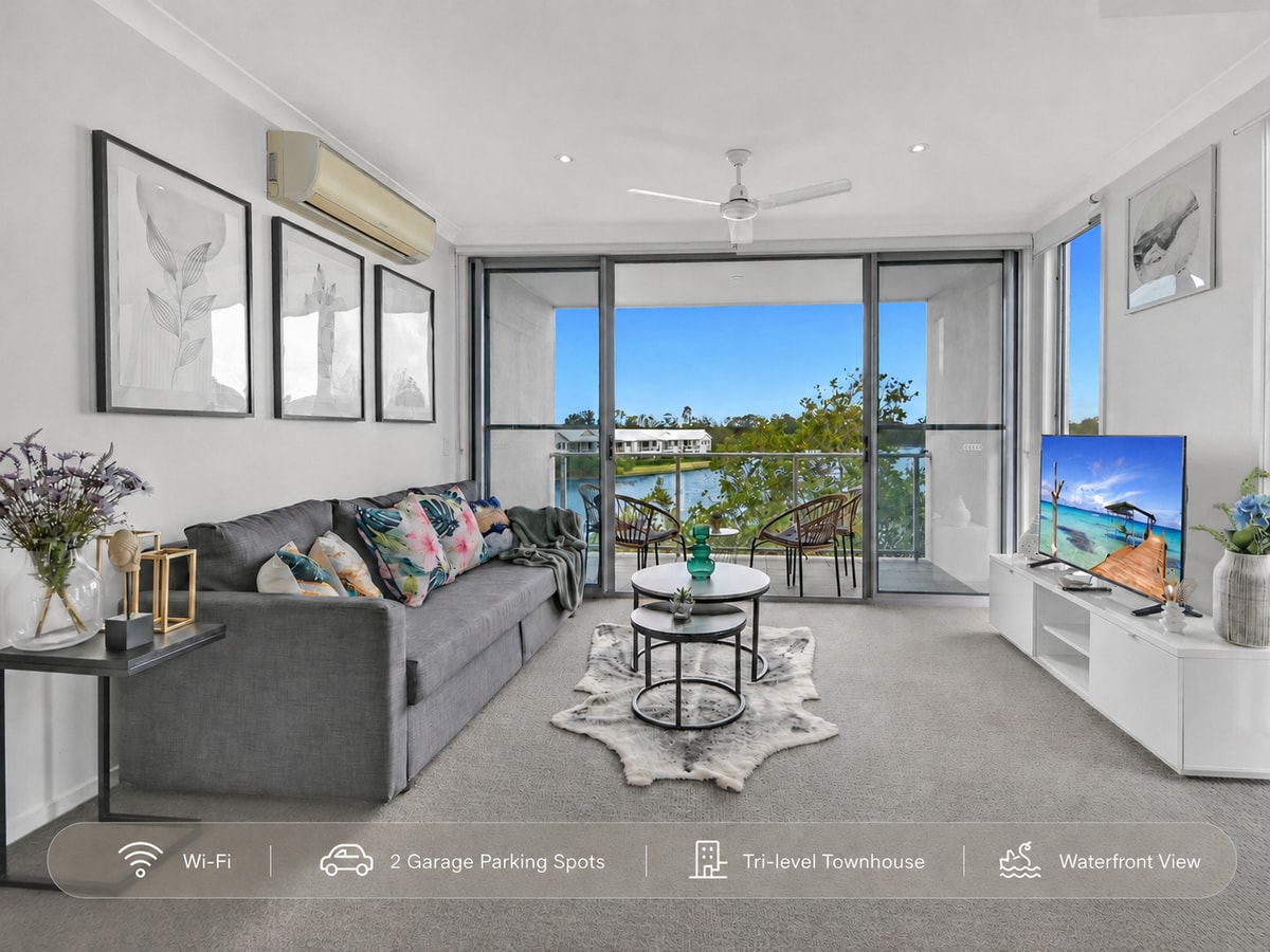 Tri-Level 2BR Water-View Townhouse | Free Parking Serain Residences