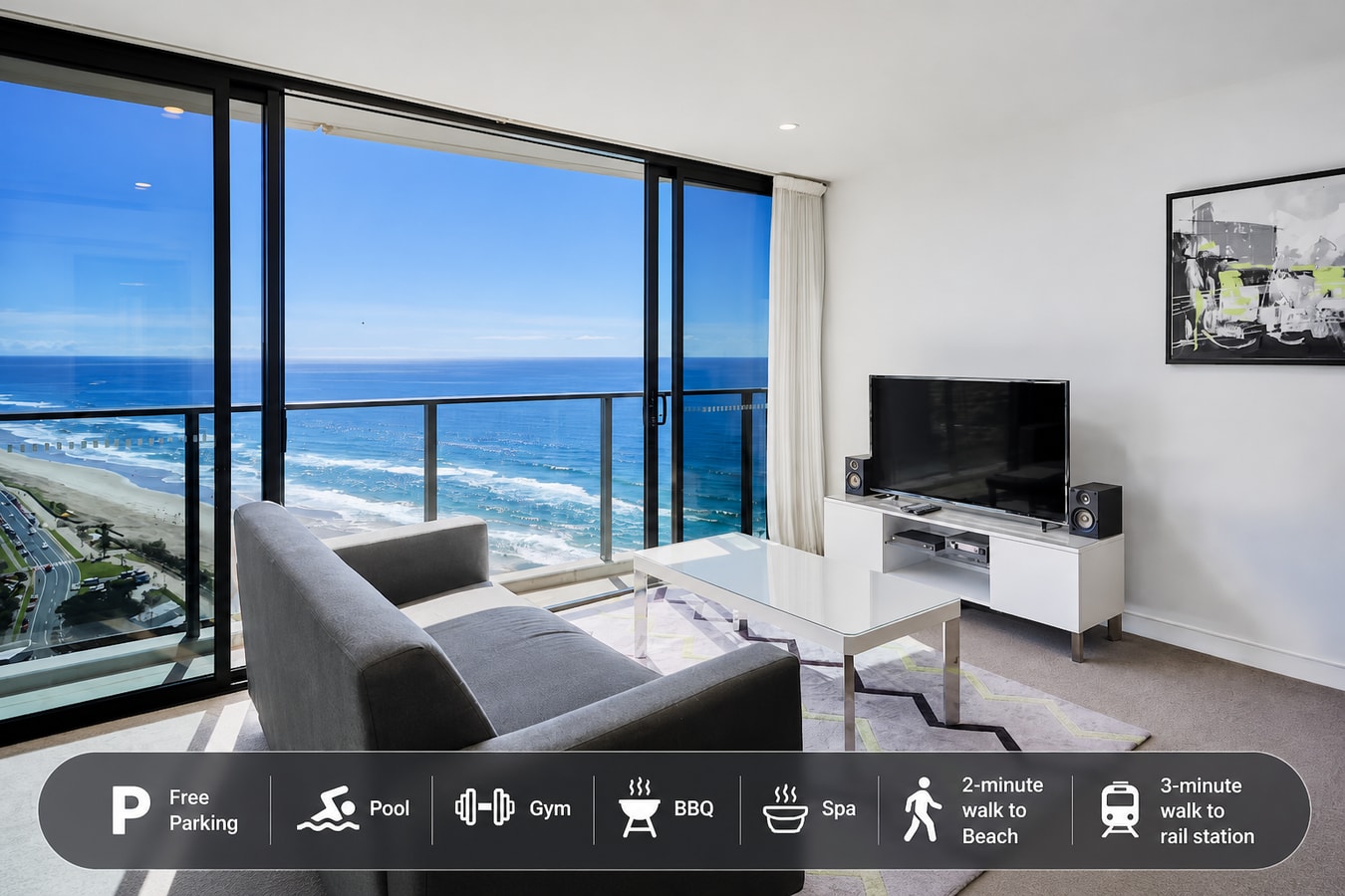 Lvl 31 | beachside 1BR Apt | fantastic Ocean View Serain Residences