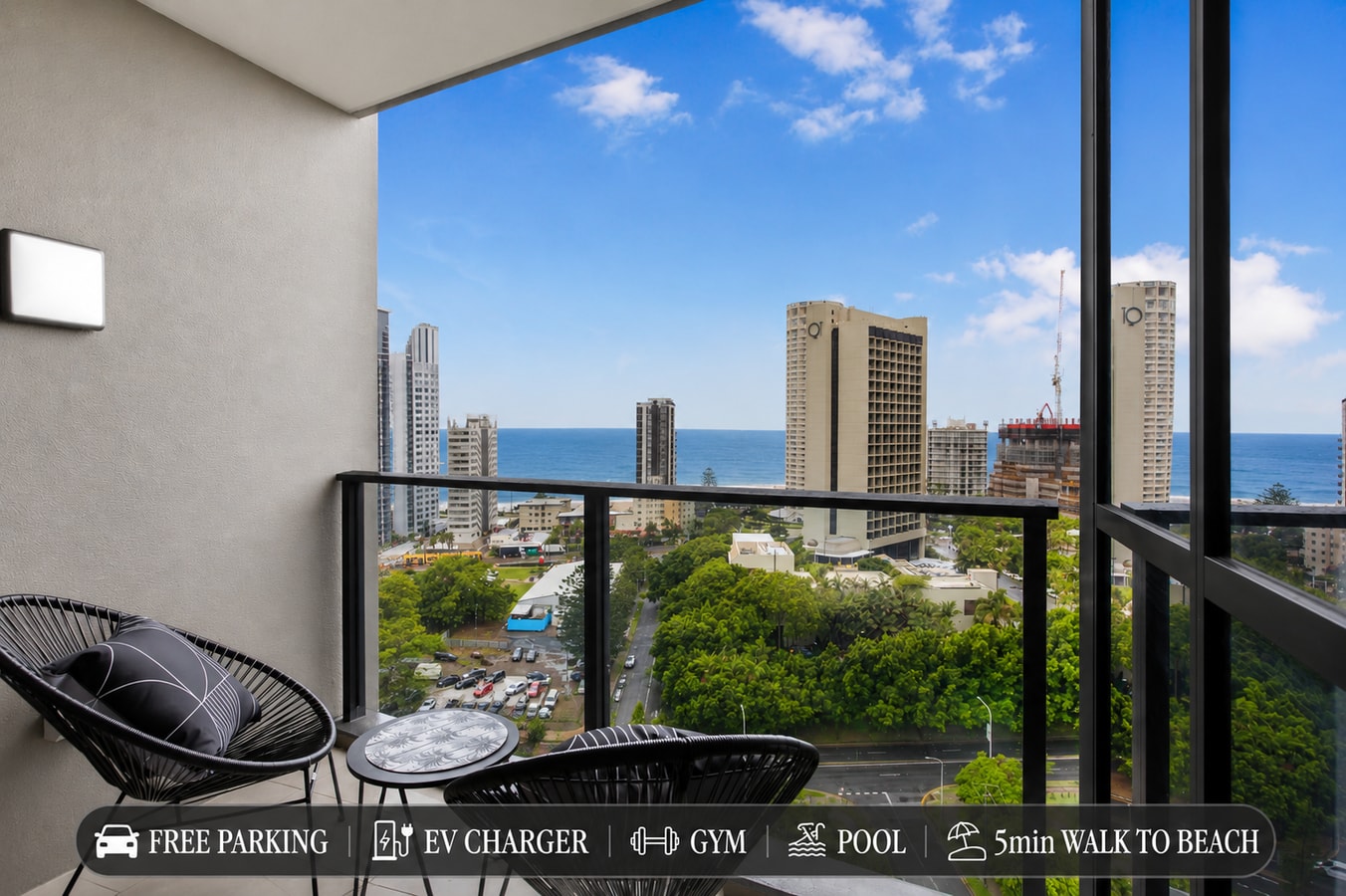 Coastal Escape 1BR Stroll to Beach&Tram | Parking Serain Residences
