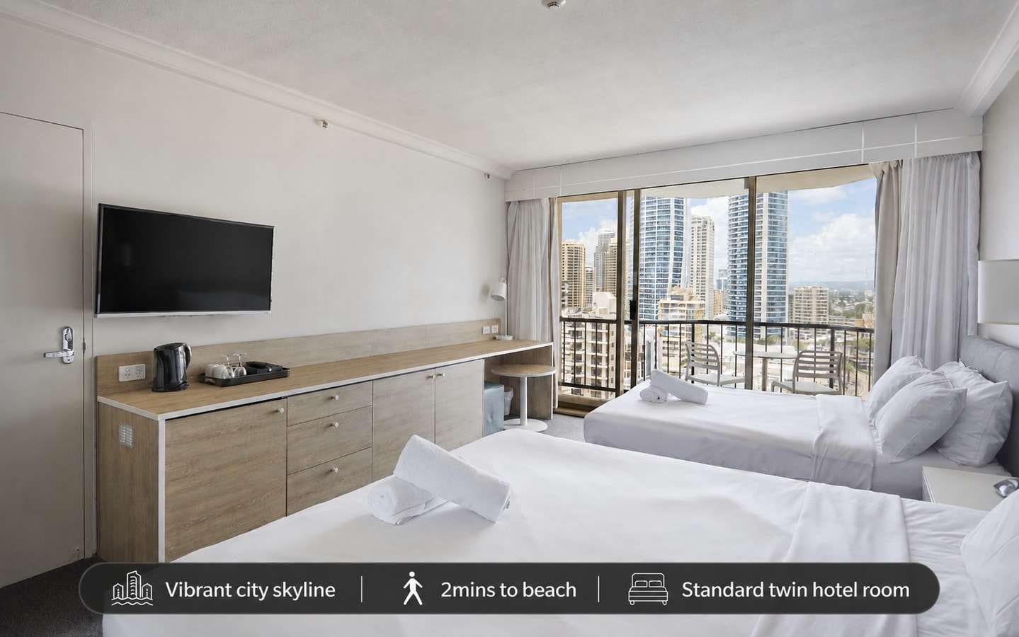 Comfy 2 Double-bed Hotel Room Next to Beach&Tram Serain Residences