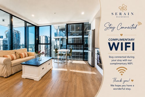 High Floor River View 1BR Prime Location w/Parking 6 Serain Residences