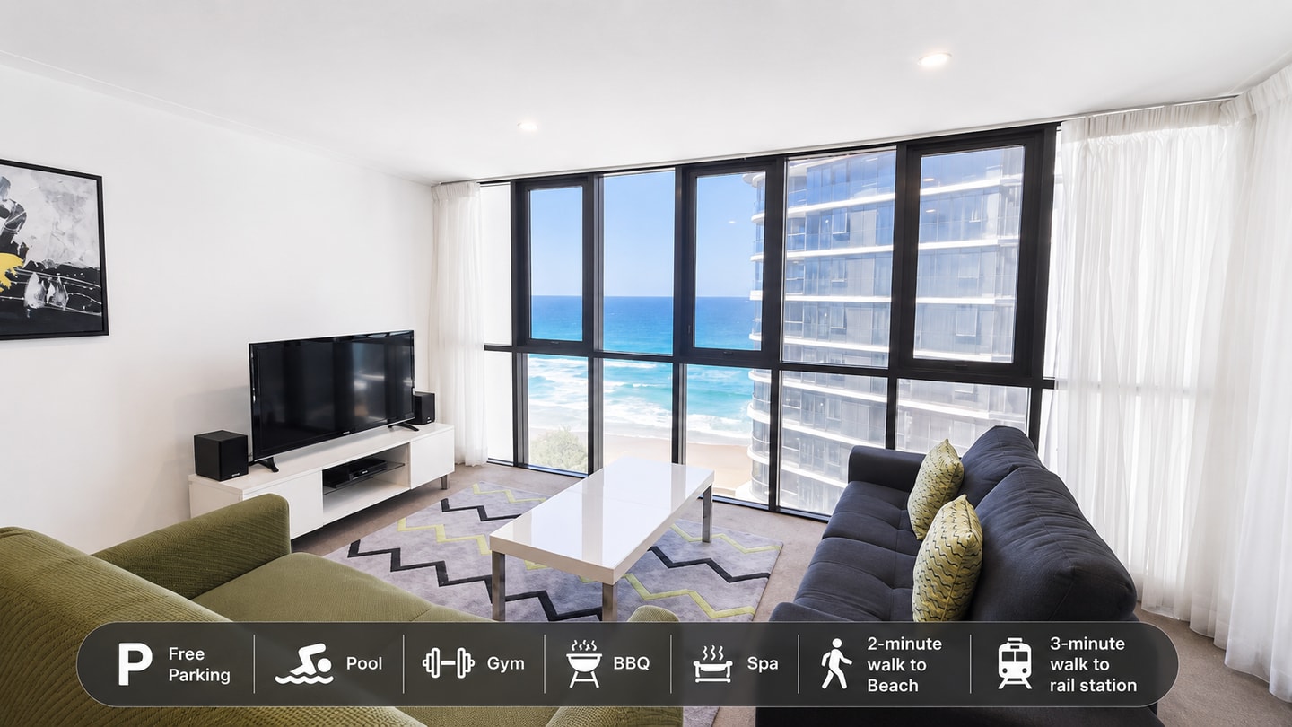 High Floor 1BR | 50m to Surfers Beach | 4 Guests Serain Residences