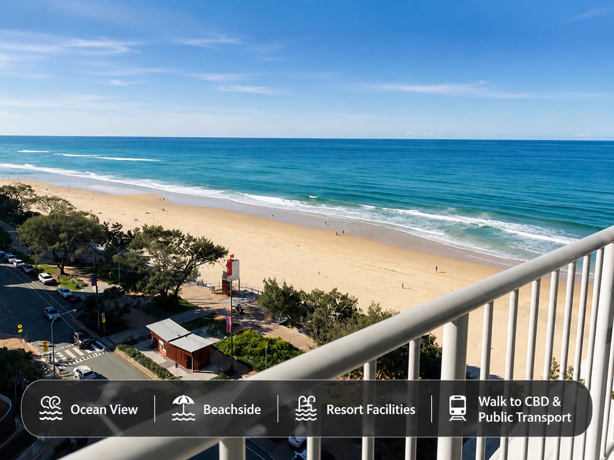 Beachside Ocean View 1BR Apartment Central Surfers Serain Residences