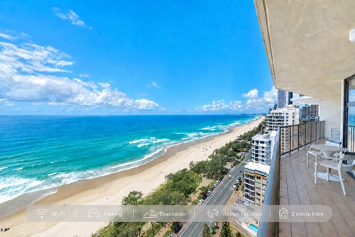 Oceanfront Beach View 2BR w/Parking & 2 Min Tram 0 Serain Residences