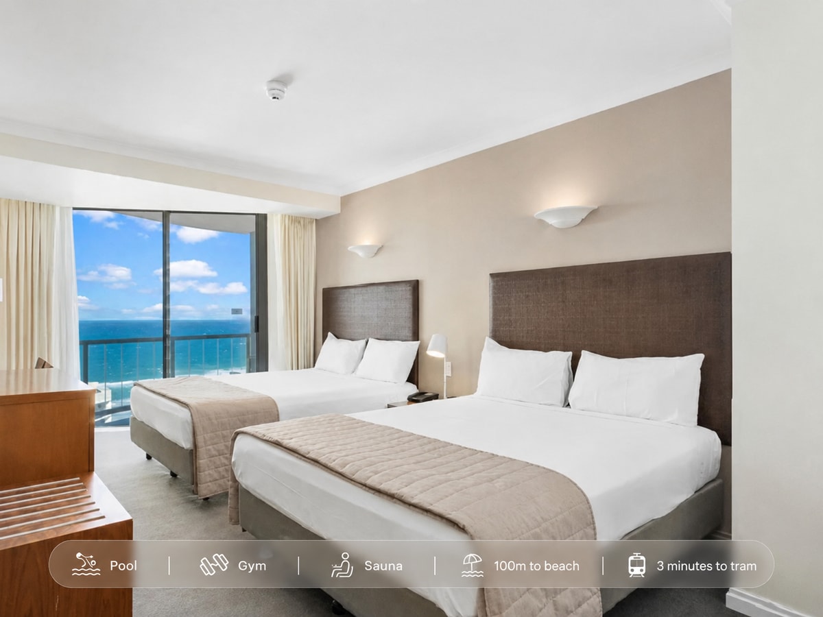 Ocean View Twin Bed Studio | 3min to Beach & Tram Serain Residences
