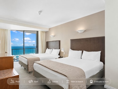Ocean View Twin Bed Studio | 3min to Beach & Tram 0 Serain Residences