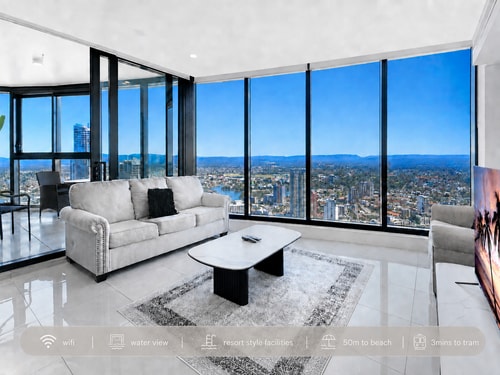 45th-Floor Waterview 2Bedroom | 3-Min Walk to Tram 0 Serain Residences