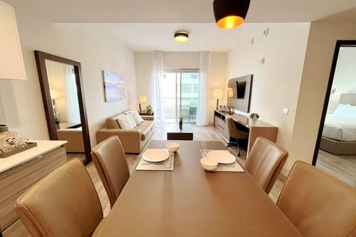 Modern apartment with balcony and partial sea view