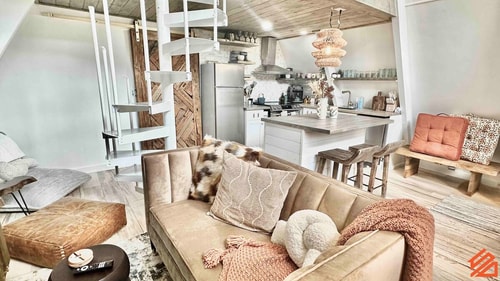 Serene Mountain Waterfront A-Frame Cabin