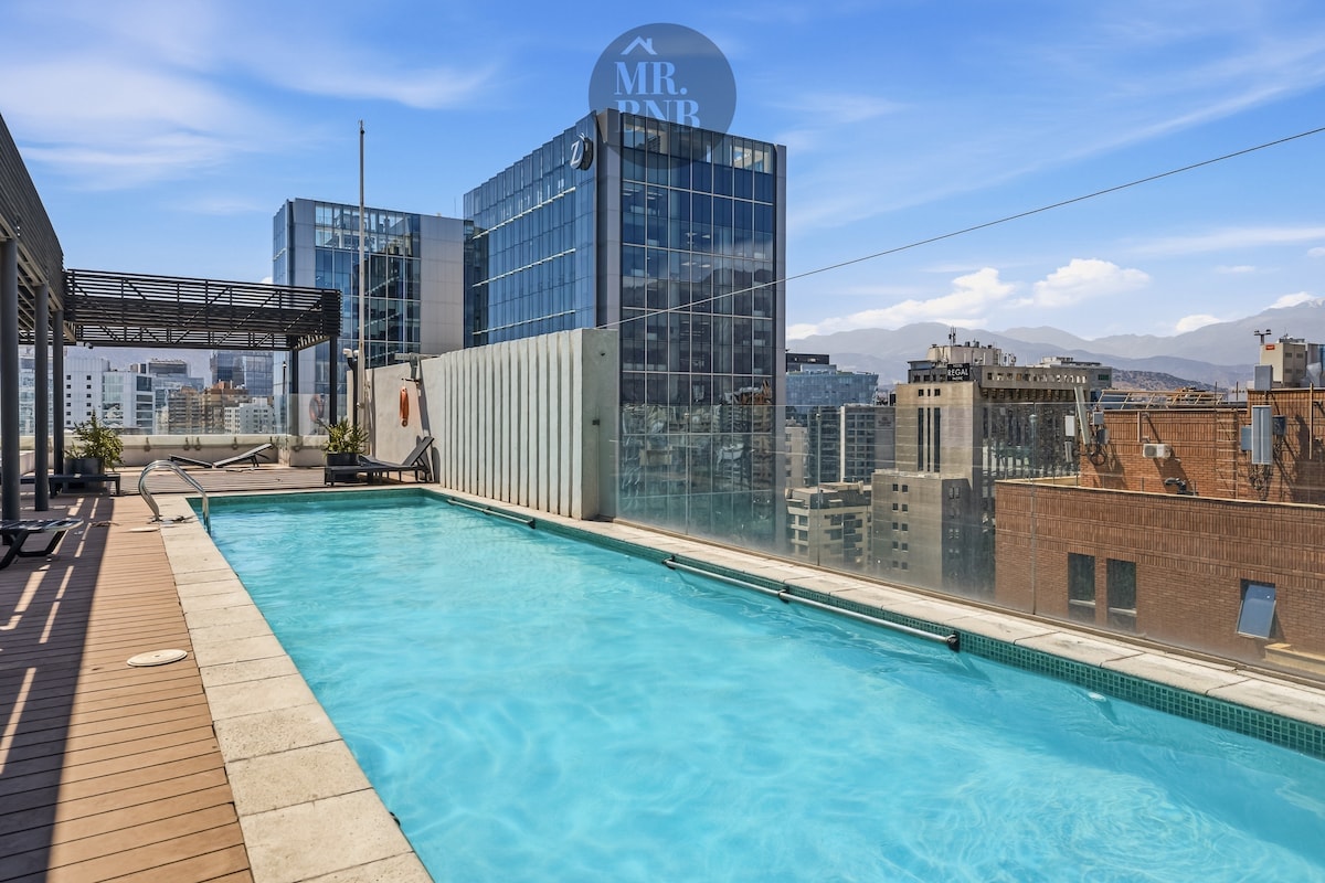 Departamento 2D con A/C y piscina en Las Condes