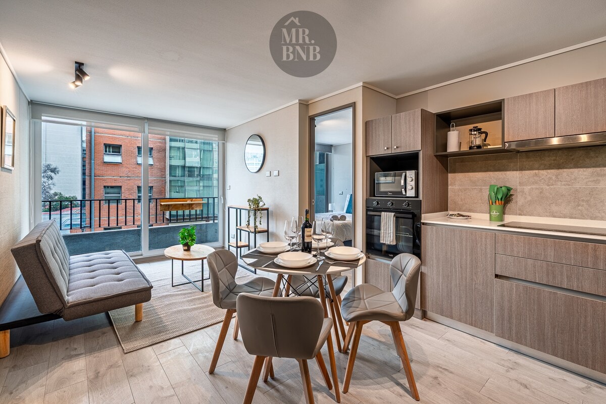 Depto 2D en Santiago con gimnasio y cowork