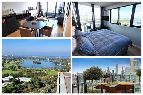 Park, beach & lake views from 1 bed Exec Penthouse 0 Holiday Rentals Australia