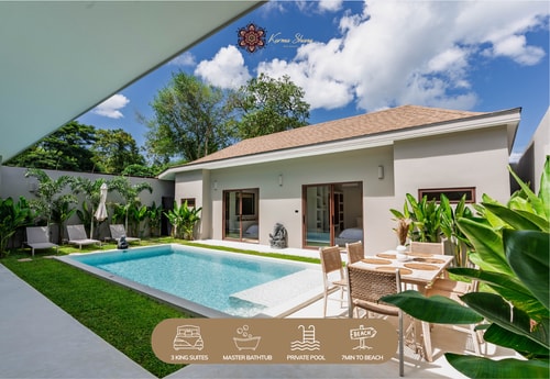 Private tropical pool villa with bathtub in Lamai