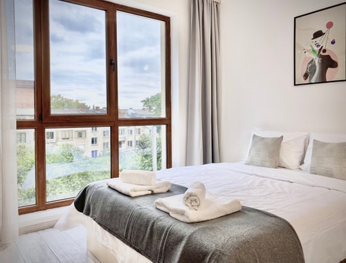 Modern Studio for 4 persons with Fast Wi-fi & Tv 0 hosty.bg