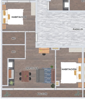 VH | Condesa | Depa 2 BR + balcón + gym | 256 10 Virtual Homes