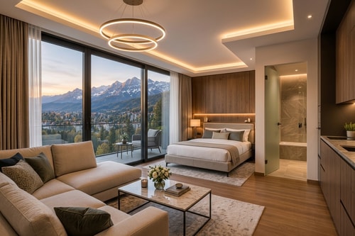 Modern Studio in Bușteni with mountain view