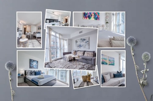 High Floor 2BR Lake view Sleep 7Free park CN Tower