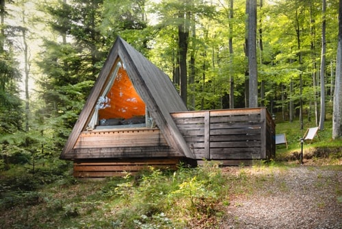A-Frame Forest Cabin - Hot Tub + Finnish Sauna (cabin 3)
