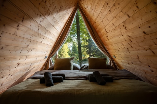 A-Frame Forest Cabin - Hot Tub + Finnish Sauna (cabin 2)
