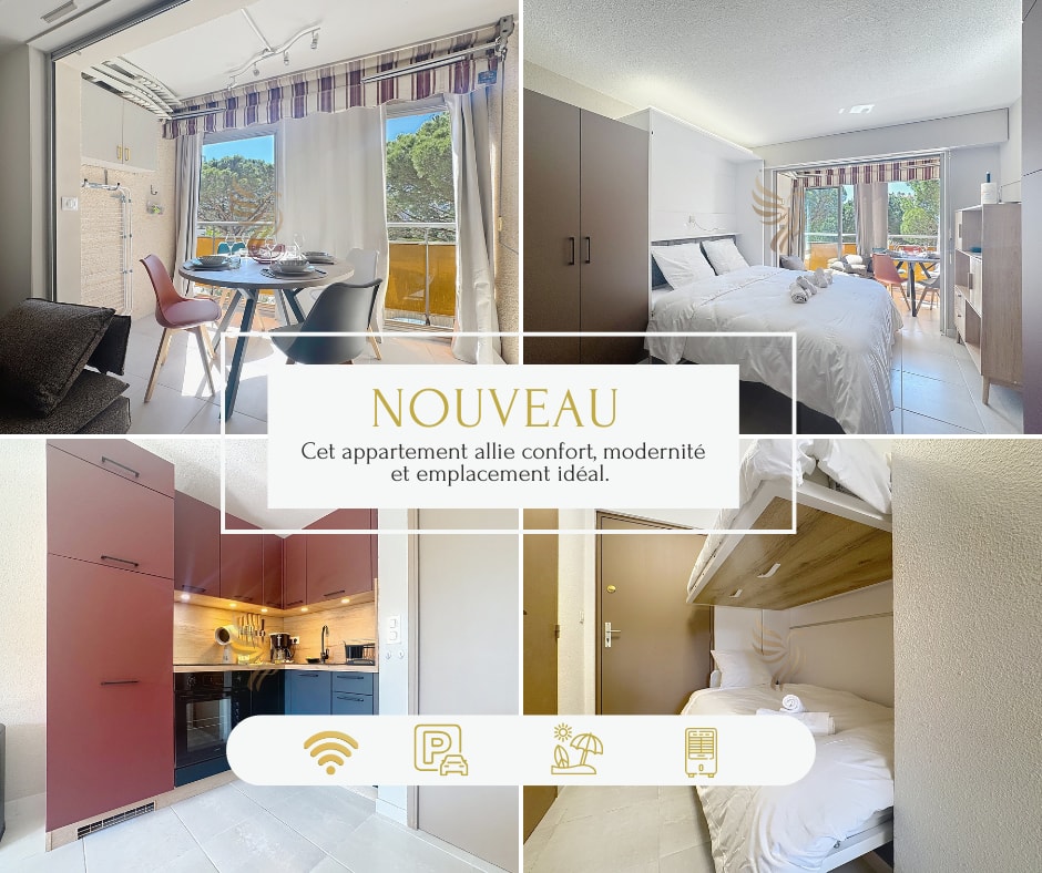 Studio Coco'B, 4p, A/C, Wi-Fi, beach 500m, parking CapitalChic Conciergerie