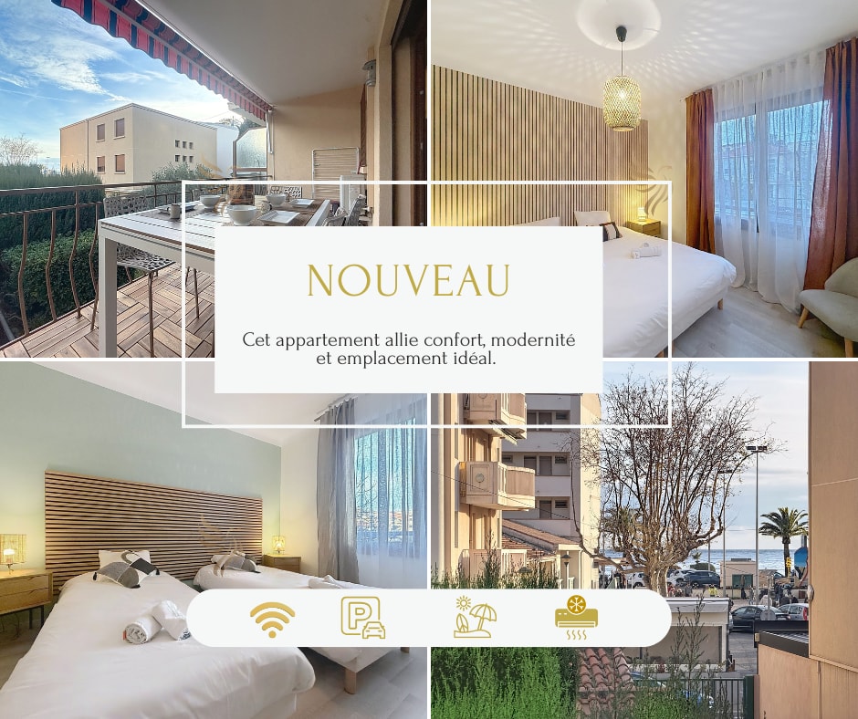 Apt3BR,AC,WiFi, sea view, parking, 3min to beach CapitalChic Conciergerie