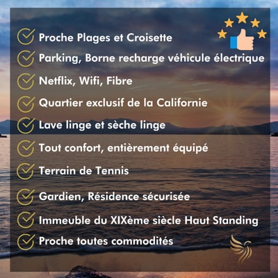 StudioCalifornia-Parking-Plages 15 min walk 60 CapitalChic Conciergerie