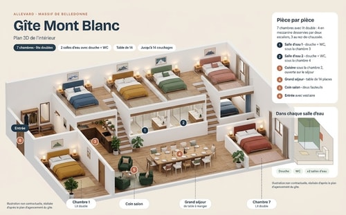 Mont Blanc 7 chambres clim rénové parking gratuit