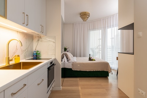 Exclusive Studio on Kasprzaka St Warsaw Tower Wola 17 NESTARO